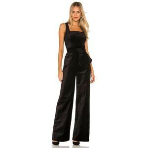 NWT ANTHROPOLOGIE X PAIGE Sz 10 TOPANGA VELVET JUMPSUIT WIDE LEG ONE PIECE BLACK
